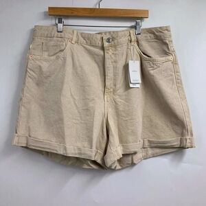 Mango Women's Mom 80 Vintage Style High‎ Waist Denim Jeans Shorts Size 18 NWT